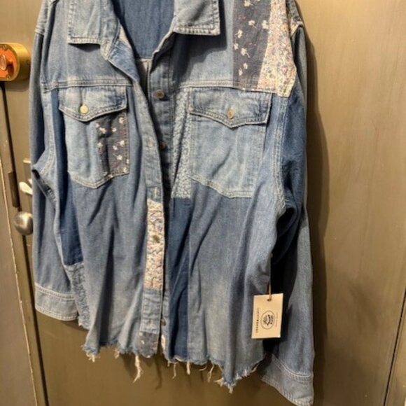 Retro Laura Ashley patchwork distressed denim shirt - RARE - Picture 11 of 16